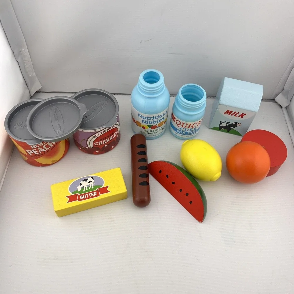 Melissa & Doug Food Group Grocery Cans Get Well Doctors Bottles Wooden Play Food